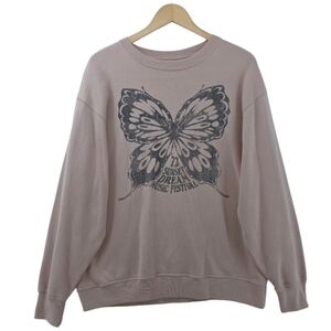 Hollister Oversized Butterfly Music Festival Mauve Sweatshirt Women's Small